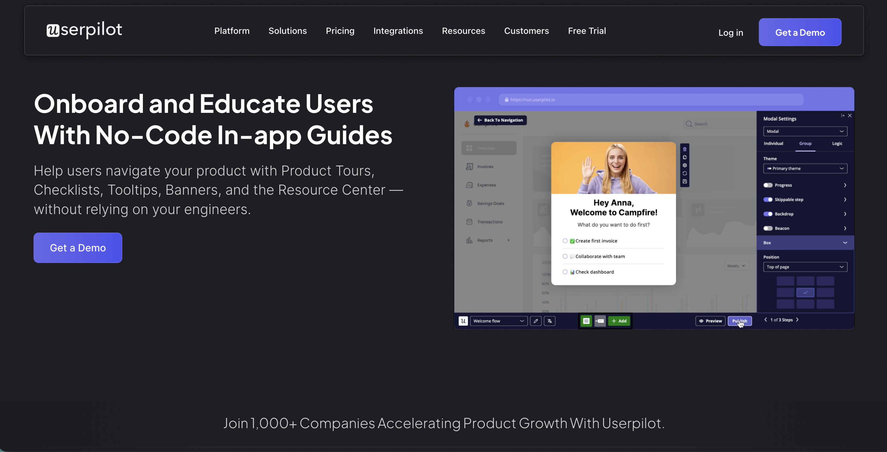 Userpilot: automate customer onboarding