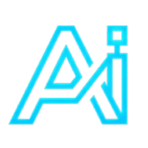 AI for Small Business logo with stylized cyan “AI” letters on a transparent background