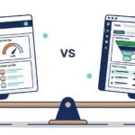 Illustration comparing HubSpot vs Pipedrive CRM dashboards on a balance scale for small business decision-making