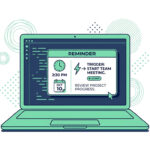 Small business owner setting up an automated lead follow-up reminder on a laptop