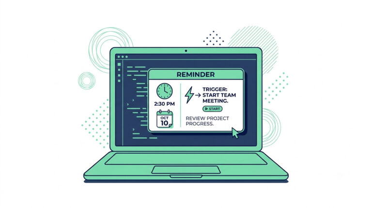 Small business owner setting up an automated lead follow-up reminder on a laptop